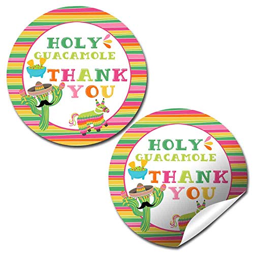 Amanda Creation Holy Guacamole Fiesta Celebration Thank You Sticker Labels for Girls, 40 2" Party Circle Stickers by AmandaCreation, Great