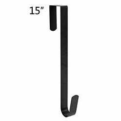 sattiyrch 15" wreath hanger for front door metal over the door single hook, black(1)