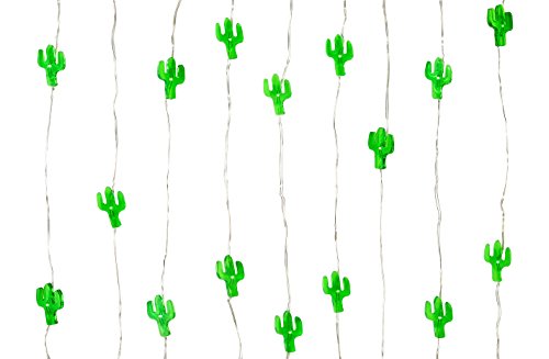 Talking Tables Cuban Fiesta Mini Cactus LED Fairy String Lights for a Birthday Party or Colorful Celebration, Green
