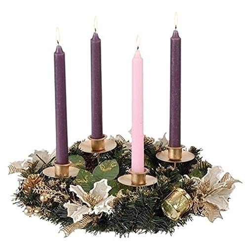 Roman Ivory Poinsettia Christmas Advent Wreath (no candles)