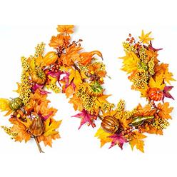 CraftMore Fairview Fall Maple Leaf and Pumpkin Garland 6'