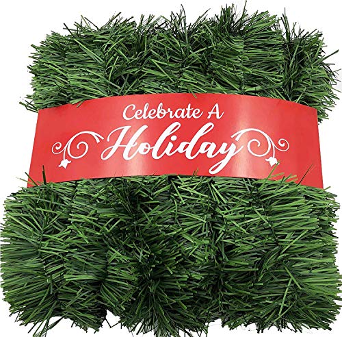 Celebrate A Holiday 50 Foot Garland for Christmas Decorations - Non-Lit Soft Green Holiday Decor for Outdoor or Indoor Use - Premium Quality Home