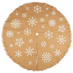 Juvale 60-Inch Christmas Tree Skirt - Circular Burlap Xmas Tree Decoration, Snowflake-Themed Christmas Tree Decor, Brown