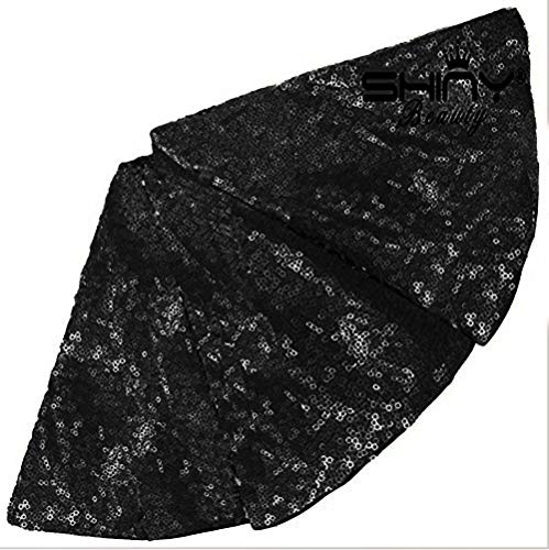 ShinyBeauty Black Tree Skirt-Sequin Tree Skirt?48" Christmas Tree Skirt Unique Sparkly Glittery Holiday Embroidery Sequin Sale-(Black)