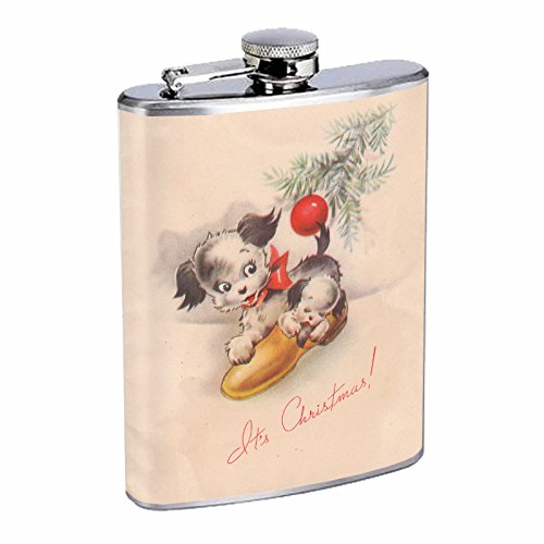 Perfection In Style Stainless Steel Flask Vintage Dog Design 007 8oz