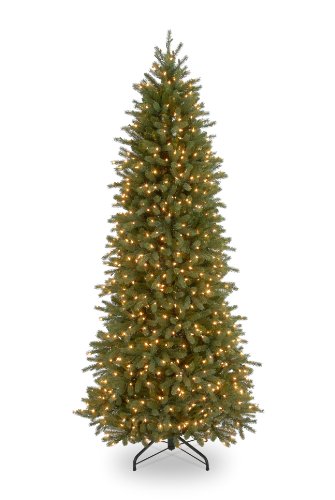 National Tree Company National Tree 7.5 Foot Jersey Fraser Fir Pencil Slim Tree with 650 Clear Lights (PEJF4-362-75)