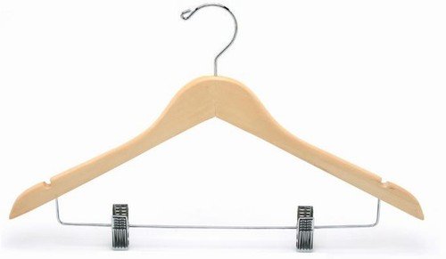 Only Hangers Flat Wooden Suit Hanger w/ Clips by Only Hangers