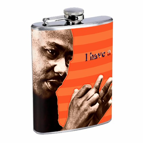 Perfection In Style Flask 8oz Stainless Steel Martin Luther King Jr Design-009