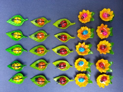 HEMISPHERE TRADING IMPORTS 25 Piece Set Hand Made Decorative Lady Bug Fridge Magnets 1.00"-1.50'H