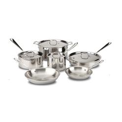 All-Clad D3 Stainless Cookware Set, Pots and Pans, Tri-Ply Stainless Steel, Professional Grade, 10-Piece
