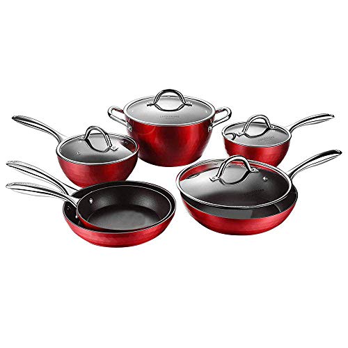 Cooper Pan COOKSMARK Diamond-Infused Nonstick Induction Safe Cookware Set, Scratch-Resistant Pots and Pans Set with Glass Lids
