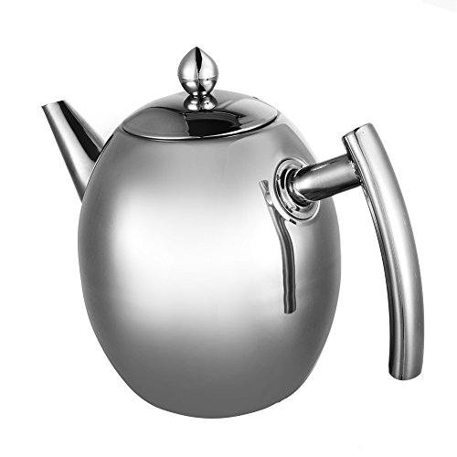 Fdit Durable Stainless Steel Teapot Tea Coffee Pot Water Kettle with Filter Large Capacity(1L)