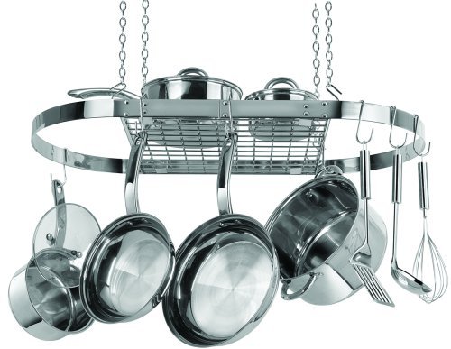 Range Kleen CW6001 Stainless Steel Hanging Oval Pot Rack 1.5 Inch H by 33 Inch W by 17 Inch D
