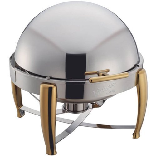 Winco Virtuoso Round Food Chafer, 103A 6-Quart, Gold Accent