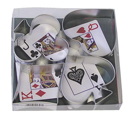 R&M International 1865 Casino Playing Card Suits Cookie Cutters, Spade, Heart, Club, Diamond, 4-Piece Set