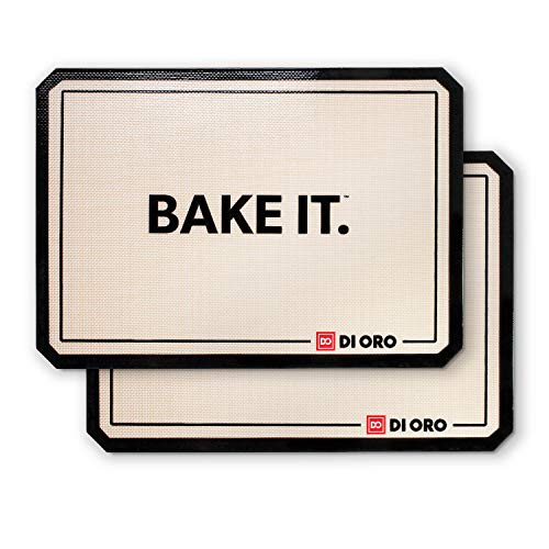 di Oro Living Di Oro Pro Grade Silicone Baking Mats - 480Â° Heat Resistant Non Stick Baking Liners - 16 1/2"Ã— 11 5/8" Half Sheet -