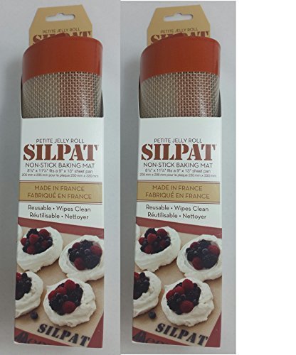 Silpat AE295205-01 Premium Non-Stick Silicone Baking Mat, 11-3/4-Inch x 8-1/4-Inch (2 pack) by Silpat