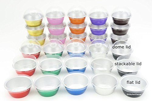 KitchenDance Disposable Aluminum Colored Baking Cups- Creme Brulee cups- Dessert Cups- 4 oz. Size with Lids (2000, Gold