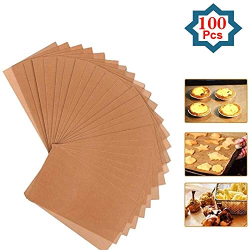 FUNZON Unbleached Parchment Paper Baking Liners Sheets, 100