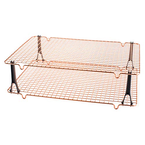 Nordic Ware Stackable Cooling 2 Copper Racks Plus 4 Snap-On Legs, 16.875 in × 11.5 in × 0.75 in