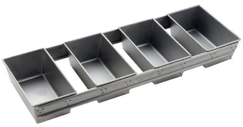 Focus Foodservice Commercial Bakeware 4 Strap 5-5/8 by 3-1/8-Inch Bread Pan Set