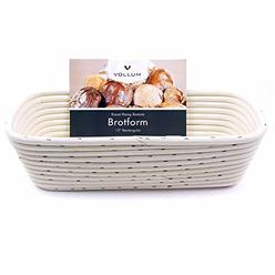 Vollum Bread Proofing Basket Banneton Baking Supplies, Handwoven Rattan Cane Bread Maker with Linen for Artisan Breads, 12.25