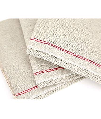 Vollum Baker's Couche Proofing Cloth, 1 Roll 23.5 Inch x 65.5 Feet, 100% Pure French Flax Linen with Red Stripe