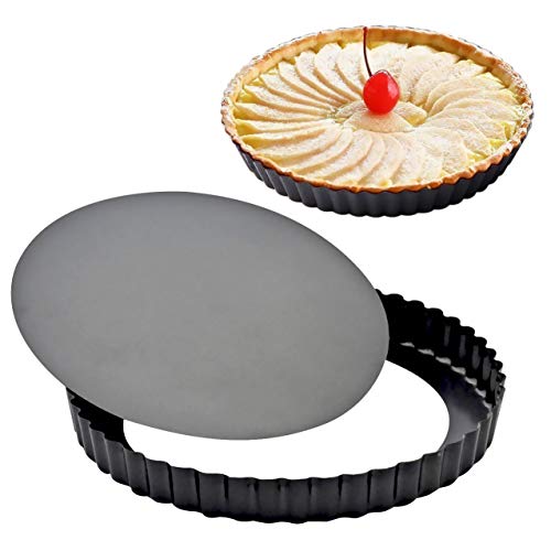 Attmu 2 Pack Attmu 9 Inches Non-Stick Removable Loose Bottom Quiche Tart Pan, Tart Pie Pan, Round Tart Quiche Pan with Removable
