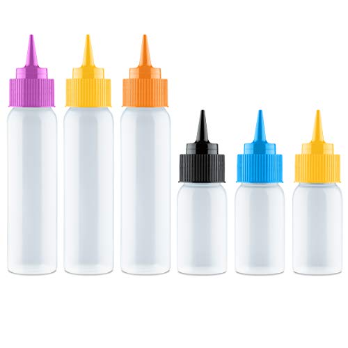 Free Hand Writer Bottles - 6 Easy Squeeze Applicator Bottles - 3 each (1 and 2 Ounce) - Cookie Cutters and Cake Decorating, Food