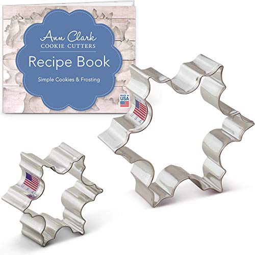 Ann Clark Cookie Cutters 2-Piece Christmas Snowflake Cookie Cutter Set with Recipe Booklet, 2.5" & 3.5"