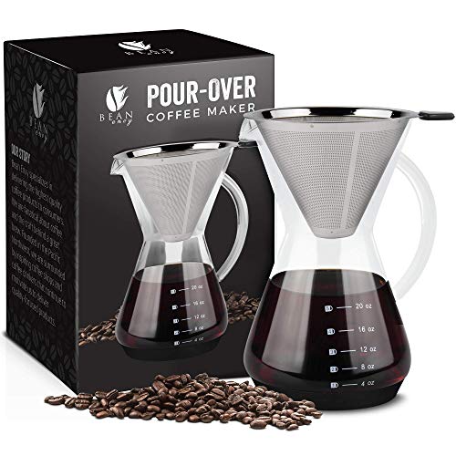 8XNZNGH Bean Envy Pour Over Coffee Maker - 20 - oz Borosilicate