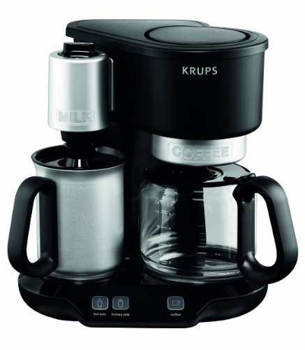 KRUPS KM310850 Latteccino 2-in-1 Coffee Maker Machine with Professional Milk Frother, 8-Cup, Black