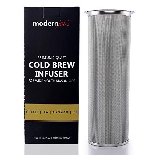 MODERNJOE'S Premium Infuser Cold Coffee Maker for 2QT Wide Mouth Mason Jars by Modern Joe's. Perfect for Ice Coffee and Tea. Heavy Duty