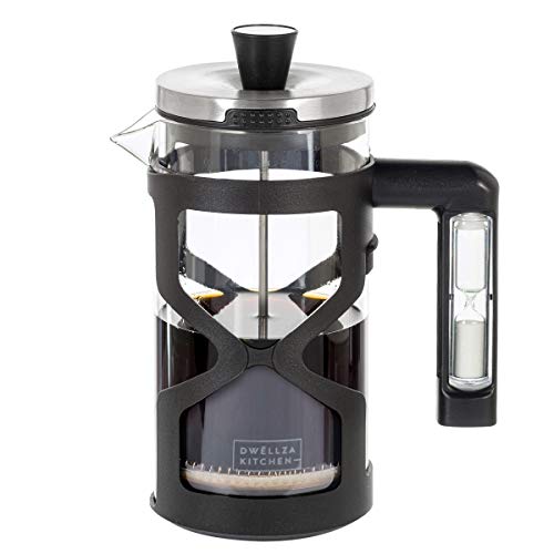 DWLLZA KITCHEN DWÃ‹LLZA KITCHEN French Press Coffee Maker - with 3 Minute Timer Handle, 34 Ounce, Triple Filtration System, Includes 2