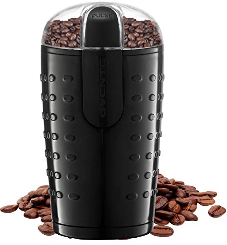 OVENTE One-Touch Electric Coffee Grinder and Other Spices-Seeds, Nuts, Grains-Stainless Steel Blades, Black (CG225B), 2.5oz