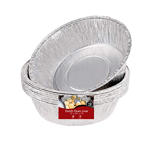 Stock Your Home Dutch Oven Liner (12 Pack) 10" Disposable Dutch Oven Foil Liners - Standard Size 10 Inch Dutch Oven Inserts for Most Camping