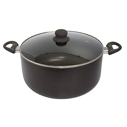 IMUSA USA TAD-91623 10Qt Nonstick Hammered Exterior Dutch Oven with Glass Lid