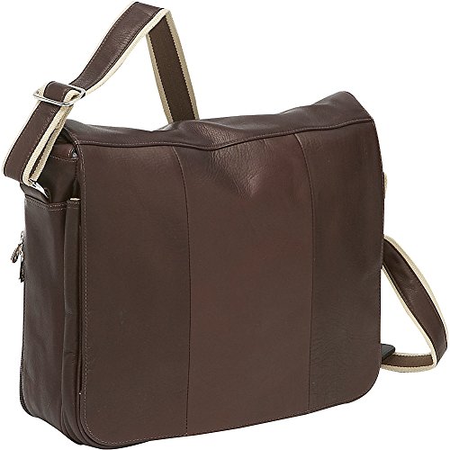Piel Leather Expandable Messenger Bag, Chocolate, One Size