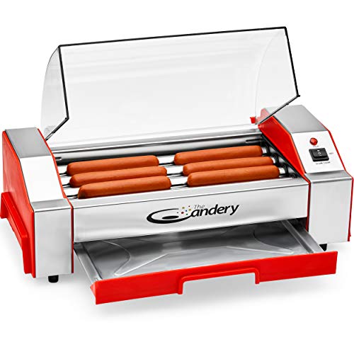 The Candery Hot Dog Roller - Sausage Grill Cooker Machine - 6 Hot Dog Capacity - Household Hot Dog Machine for Children and