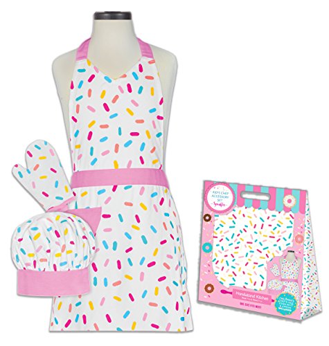 Handstand Kitchen Child's Sprinkles 100% Cotton Apron, Mitt and Chef's Hat Gift Set