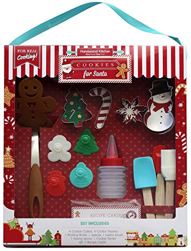 Handstand Kitchen 18-piece Cookies for Santa Real Baking Set with Recipes for Kids