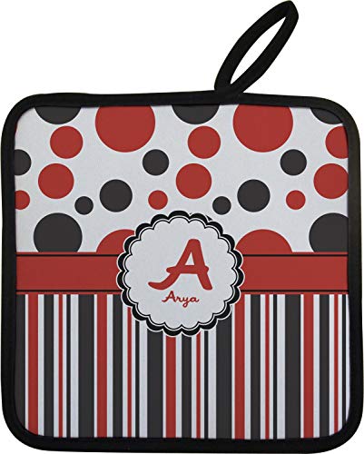 YouCustomizeIt Red & Black Dots & Stripes Pot Holder (Personalized)