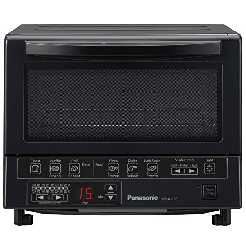 Panasonic NB-G110P-K FlashXpress Toaster Oven with Double Infrared Heating and Removable 9-Inch Inner Baking Tray, 1300W,