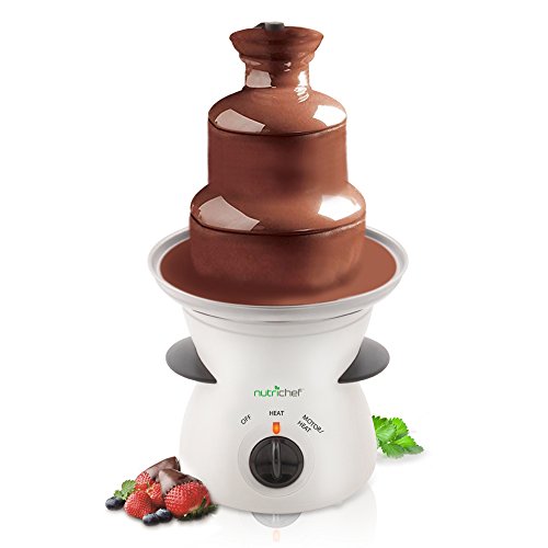NutriChef 3 Tier Chocolate Fondue Fountain - Electric Stainless Choco Melts Dipping Warmer Machine - Melting, Warming, Keep Warm - for