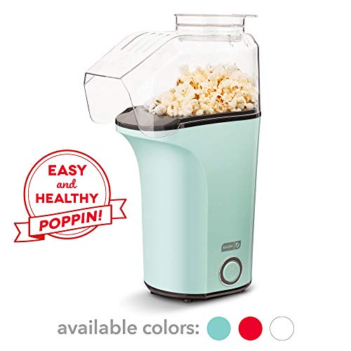 Dash DAPP150V2AQ04 Hot Air Popcorn Popper Maker with Measuring Cup to Portion Popping Corn Kernels + Melt Butter, Makes 16C,