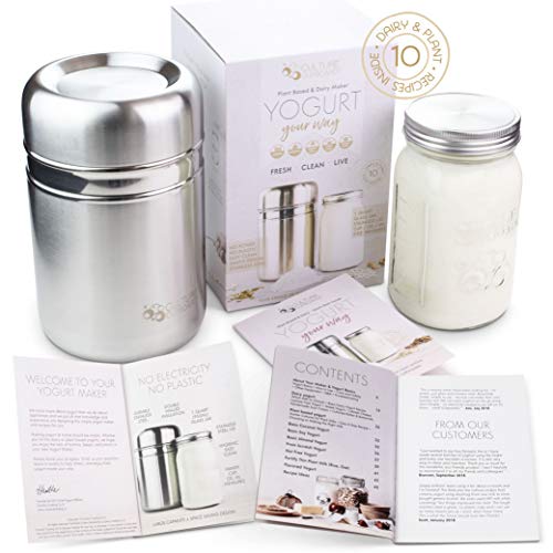 Country Trading Co. Stainless Steel Yogurt Maker with 1 Quart Glass Jar