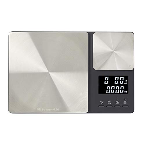 KitchenAid KQ909 Dual Platform Digital Kitchen Scale, 11 pound capacity, Black