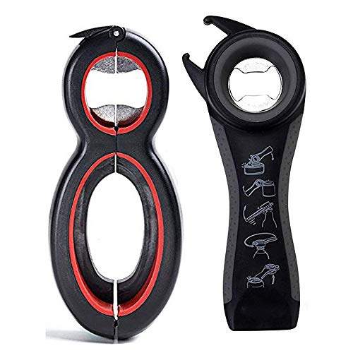 onecut Bottle Opener Set,2Pcs Inclinding 5-in-1 and 6-in-1, Can, Soda, and Jar Openers, Twist Off Lid - Jar Opener for Seniors and
