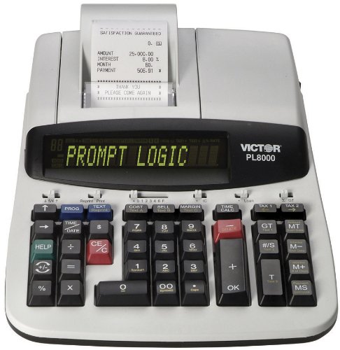 Victor Equipment Victor Technology PL8000 Thermal Printing Calculator, Prompt Logic, Help Key, 8.0 Lines Per Second