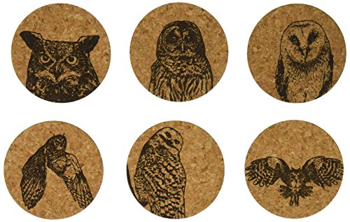 Corkology (411) Owls Coaster Set, Cork
